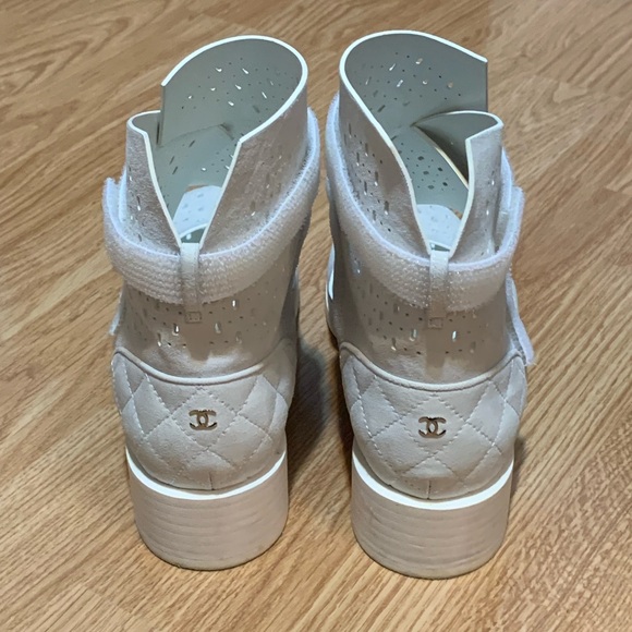 Suede Chanel booties with Velcro straps, size 7.5. Gently worn! Unique style ✨ - Picture 4 of 15